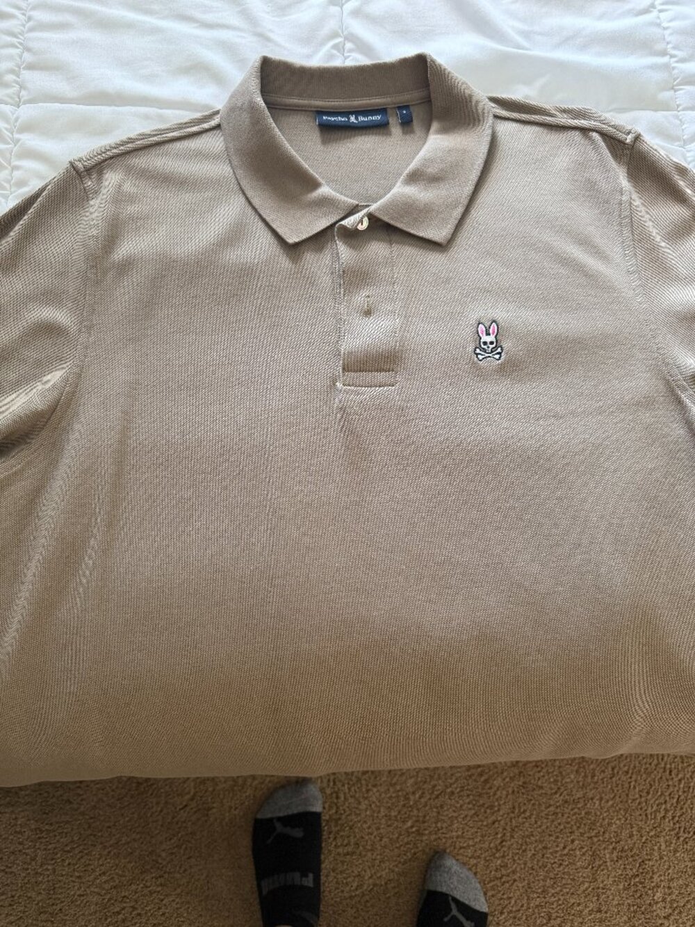 Psycho Bunny Men's Classic Pima Cotton Polo Shirt Khaki Taupe Size 9 XXXL